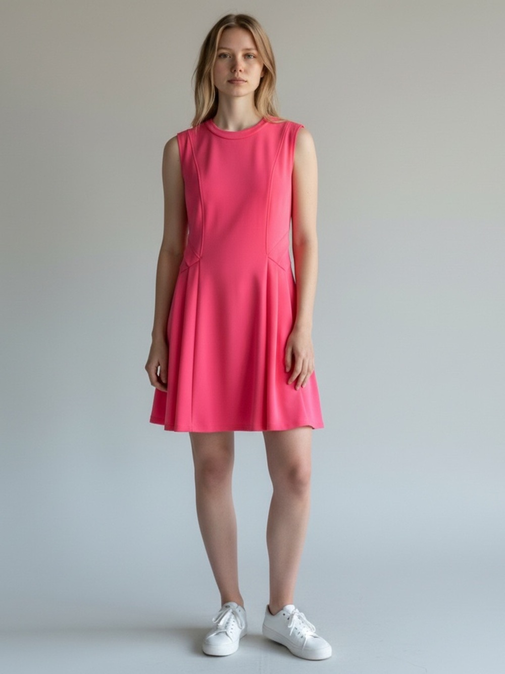 Ted Baker Neon Pink Scuba Stretch Skater Dress | SZ 4 USA 10/12